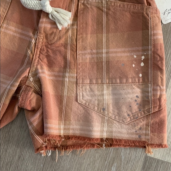 FREE PEOPLE Moxie Barrel Denim Shorts Rust Plaid NWT We The Free - Picture 7 of 13